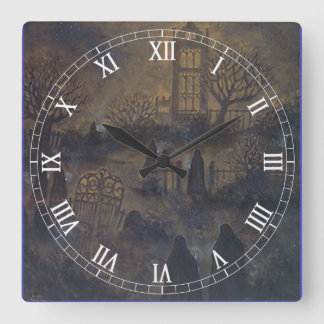 Reloj de números romanos cuadrado de Zombies