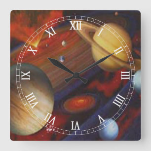 Reloj de números romanos cuadrados de espacio