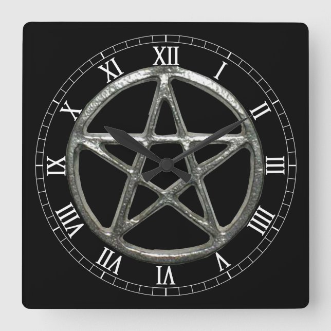 Reloj de números romanos cuadrados de Pentacle (Anverso)