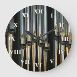 Reloj de órgano de tubería con números romanos