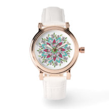 Reloj de oro del Rosa de energía de las flores