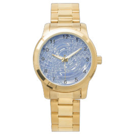 Reloj de oro femenino con patrón psicodélico azul