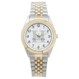 Reloj de oro y plata monogramado para mujeres