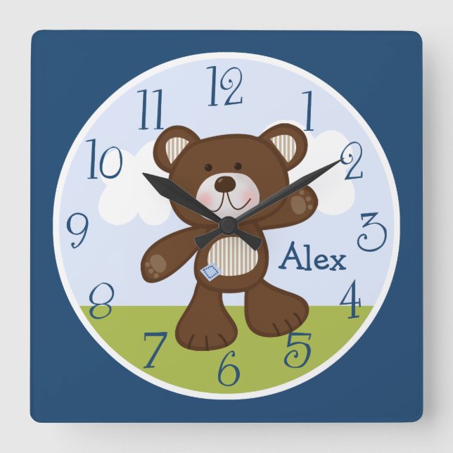 Reloj de osito de peluche personalizado para niños (Anverso)