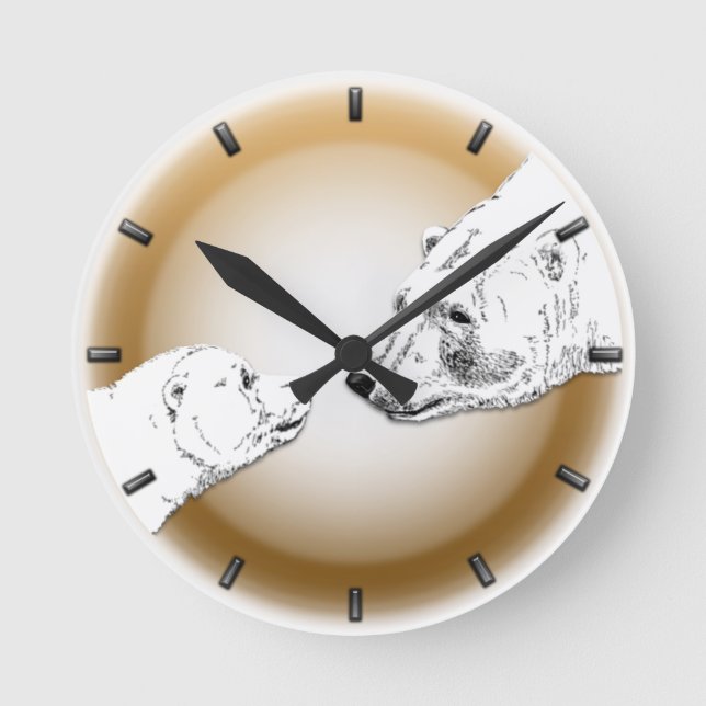 Reloj de oso polar madre y retrete de pared de art (Anverso)