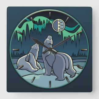 Reloj de oso polar reloj de pared de arte nativo G