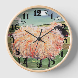 Reloj de oveja - Reloj de pared cuadrado "Woolie O