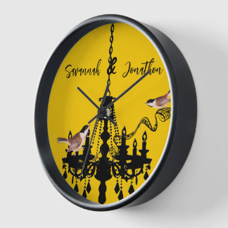 Reloj de pájaro candelabro amarillo personalizado