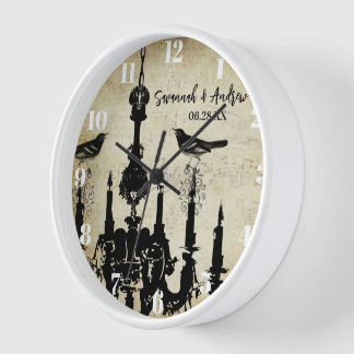 Reloj de pájaro con araña amarilla personalizada