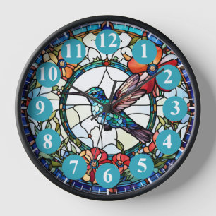 Reloj de pájaro de pájaro azul claro con vidrio ma