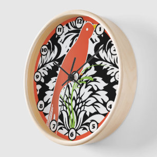 Reloj de pájaro Tangerino de Damasco Blanco Vintag