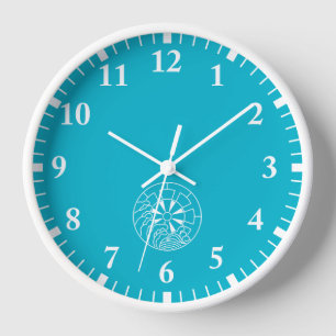 RELOJ DE PARED 石持ち地抜き浪に源氏車