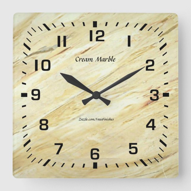 Reloj de pared, 10,75" Acrílico cuadrado Mármol (Anverso)
