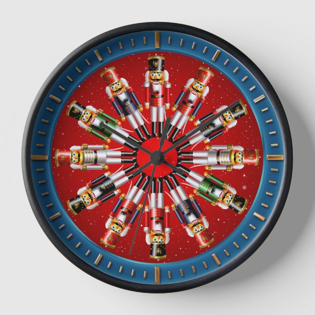 Reloj De Pared 12 soldados de Juguetes Nutcracker de Navidad (Anverso)