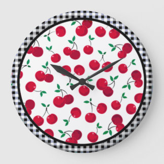 reloj de pared a cuadros de cerezo