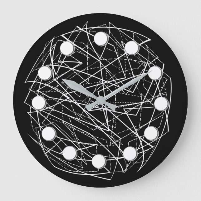 Reloj de pared abstracto blanco y negro moderno (Anverso)
