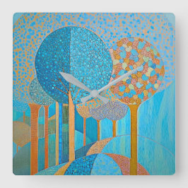 Reloj de pared abstracto de árbol azul