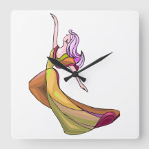 Reloj de pared abstracto de danza colorida