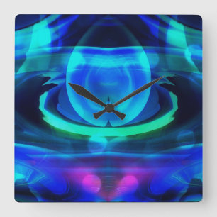 Reloj de pared abstracto de llama azul chispeante