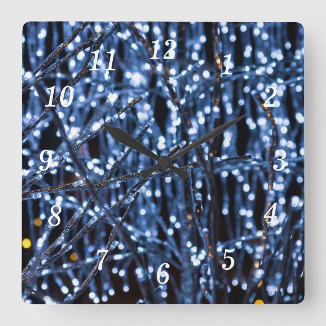 Reloj de pared abstracto de luces azules (Anverso)