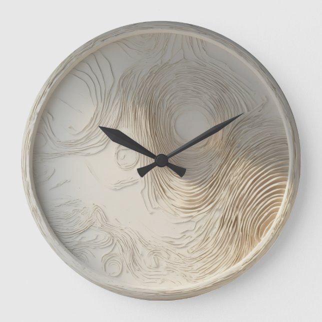 Reloj de pared abstracto de madera blanca (Anverso)