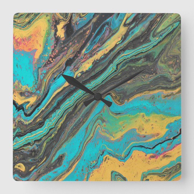 Reloj de pared abstracto de ojiva de color turques (Anverso)