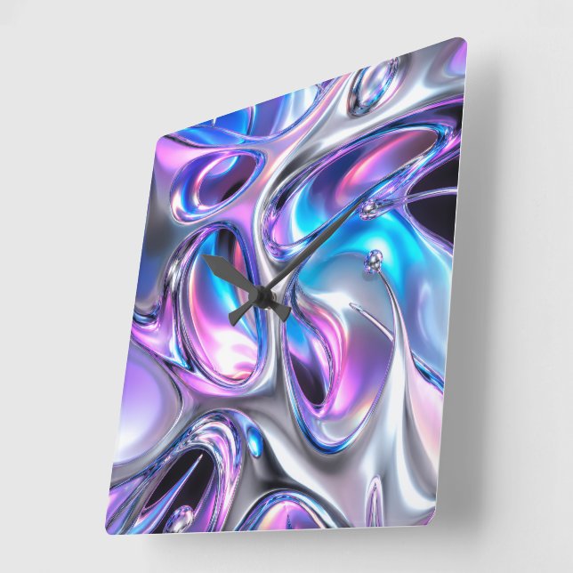Reloj de pared abstracto iridiscente (Ángulo)