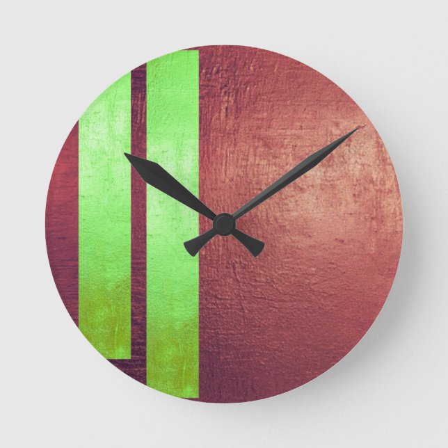 Reloj de pared abstracto moderno rojo y vino  (Anverso)