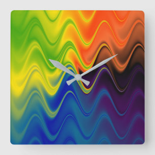 Reloj de pared abstracto multicolor ondulado