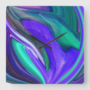 Reloj de pared abstracto púrpura N Verde azulado