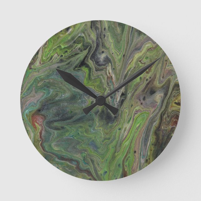 Reloj de pared abstracto verde profundo colgando f (Anverso)