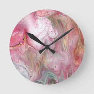 Reloj de pared abstrante verde rosa suave de velas