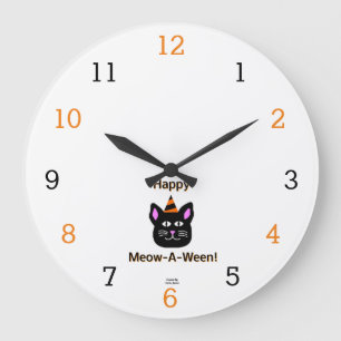 Reloj de pared acrílica de gato negro de levadura