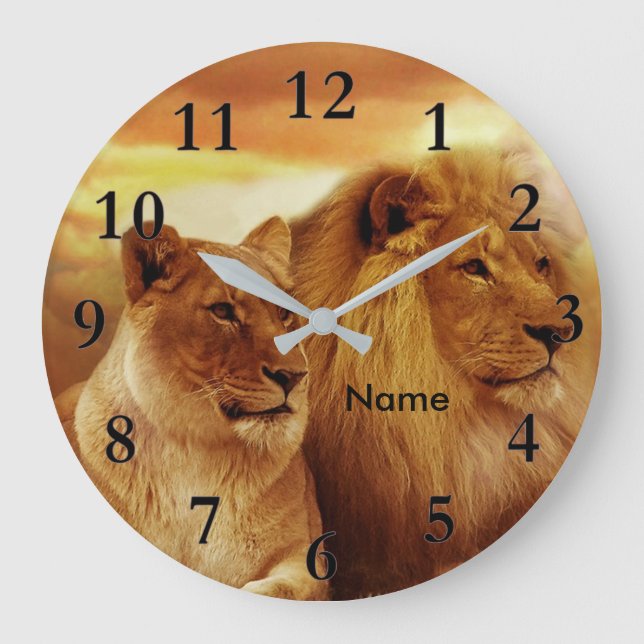 Reloj de pared acrílica de los leones (Anverso)