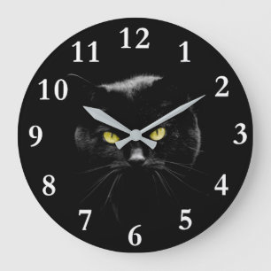 Reloj de pared acrílica del gato negro