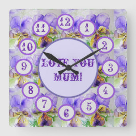Reloj de pared acrílica floral violeta