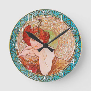 Reloj de pared acrílico Art Nouveau Alphonse Mucha