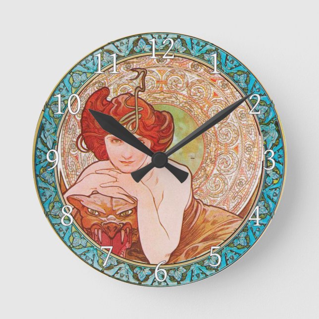 Reloj de pared acrílico Art Nouveau Alphonse Mucha (Anverso)