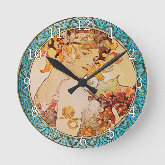Reloj de pared acrílico Art Nouveau Alphonse Mucha (Anverso)