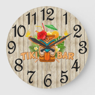 Reloj de pared acrílico beige Tiki Bar