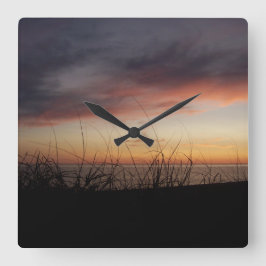 Reloj de pared acrílico con puesta de sol en el la