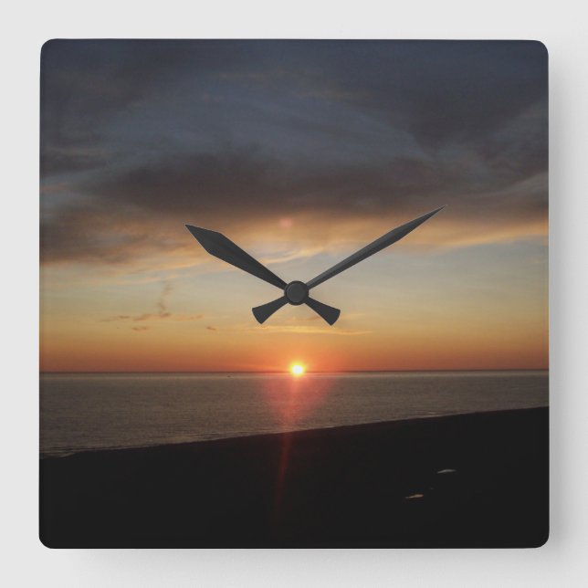Reloj de pared acrílico con puesta de sol en el la (Anverso)