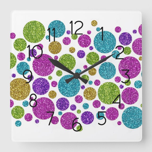 Reloj de pared acrílico con puntos brillantes colo (Anverso)