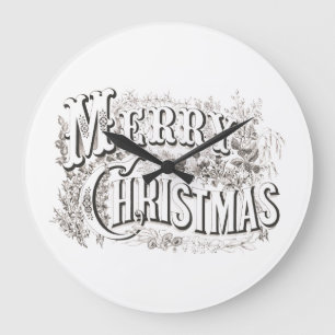 RELOJ DE PARED ACRÍLICO CON VINTAGE "MERRY CHRISTM