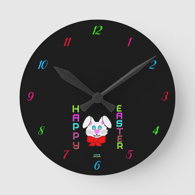 Reloj de pared acrílico conejito de Pascua (Anverso)