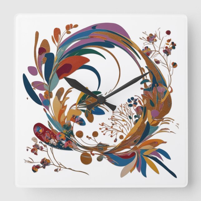 Reloj de pared acrílico cuadrado artístico de 10,7 (Anverso)