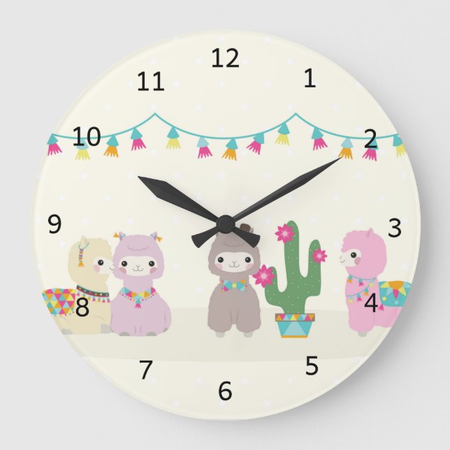Reloj de pared acrílico de Alpacas (Anverso)