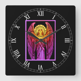 Reloj de pared acrílico de ángel de vidrio manchad