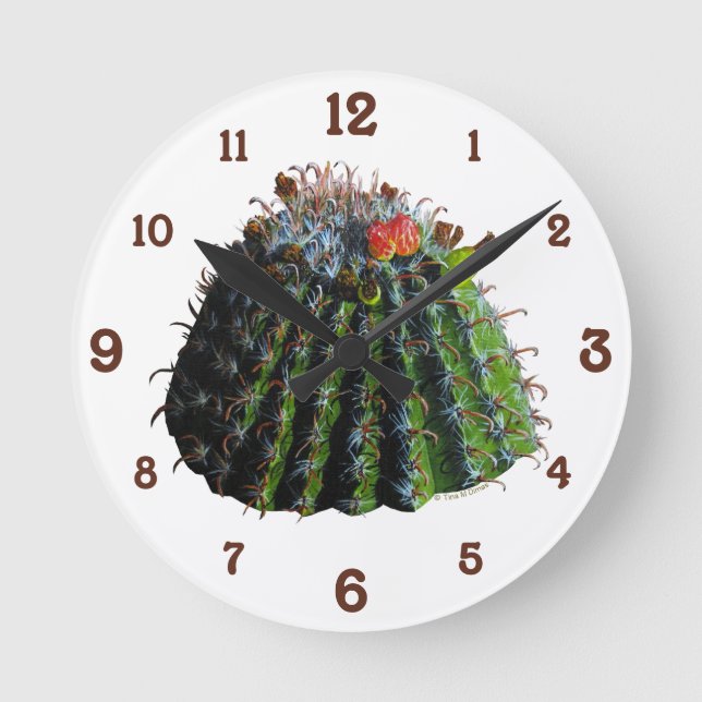 Reloj de pared acrílico de Cactus (Anverso)