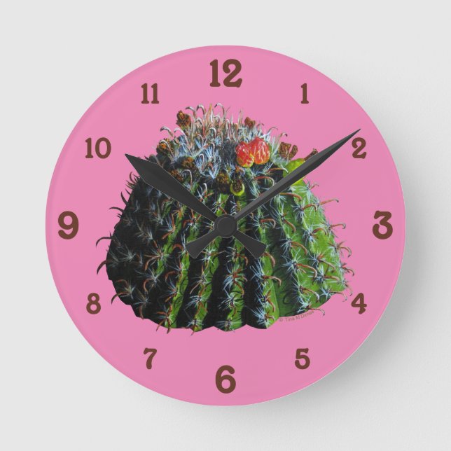Reloj de pared acrílico de Cactus (Anverso)